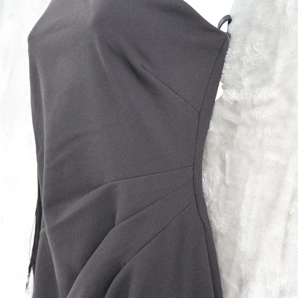 AQUA One Shoulder Fringed Sleeve Sheath Dress Womens 6 Black Formal Holiday NWT - Picture 10 of 16